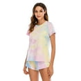 thumbnail image 6 of Women's Tie-dye Pajamas Set Short Sleeve Tops with Shorts Loungewear Casual Comfy Cute 2 Piece PJ Sets Nightshirt for Mother's Day Birthday Gift S-XXL, 6 of 8