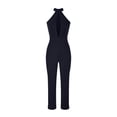thumbnail image 4 of Jumpsuit for Women Slimming Cutout Plunge Halter Neck Long Romper Tight High Waist Zip Back Straight Leg Playsuit, Black, M, 4 of 5