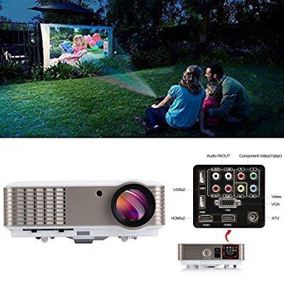 eug full hd 1080p 3600 lumens lcd led image system home theater cinema projector iphone ipad cell phone pc blu-ray xbox ps3 mac tv compatible for movie gaming with usb hdmi vga av port remote