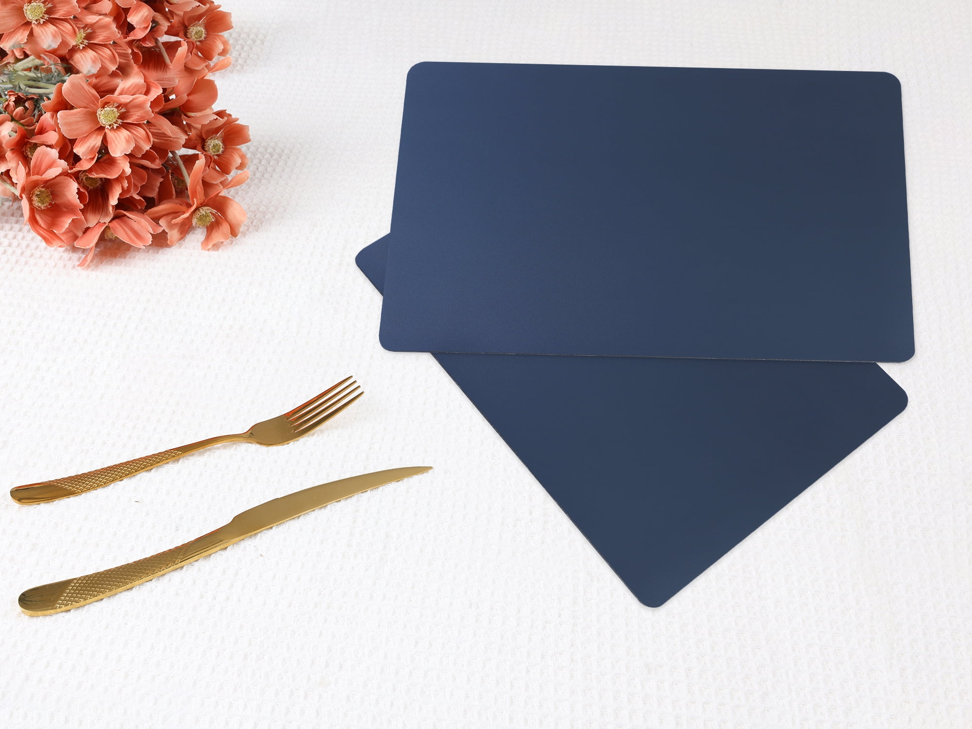 Unique Bargains 6 Pack Faux Leather Placemats for Kitchen Dining Table Decor Dark Blue