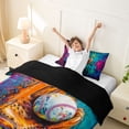 thumbnail image 3 of Castle Fairy Vibrant Baseball Twin Duvet Cover, Graffiti Glove Ball Twin Bedding,Black Reversible,2pcs,1 Duvet Cover and 1 Pillowcase, 3 of 6