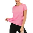 thumbnail image 3 of LELINTA Women's Plus Size Short Sleeve Women Quick Dry Slim Fit Yoga Tops Activewear Sports T-Shirt Pink/ Blue/ Grey, S-3XL, 3 of 7