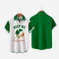thumbnail image 4 of DPTALR Men's Lapel Pocket St. Patrick's Day Print Short Sleeve Shirt, 4 of 5
