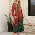 thumbnail image 5 of Women's Christmas Printed Fashionable Loose Round-Neck Dress, Holiday Print, Casual Wear, Retro Style, Comfort Fit, Everyday Dress, Festive,Red,M, 5 of 5