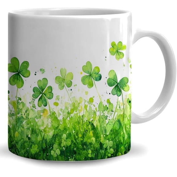Shamrock Coffee Mug Shamrock Lover Mugs Gifts for Women Men Birthday, Gift for Friend Mom Dad Wife Husband - Watercolor Printed 11oz Ceramic Mug