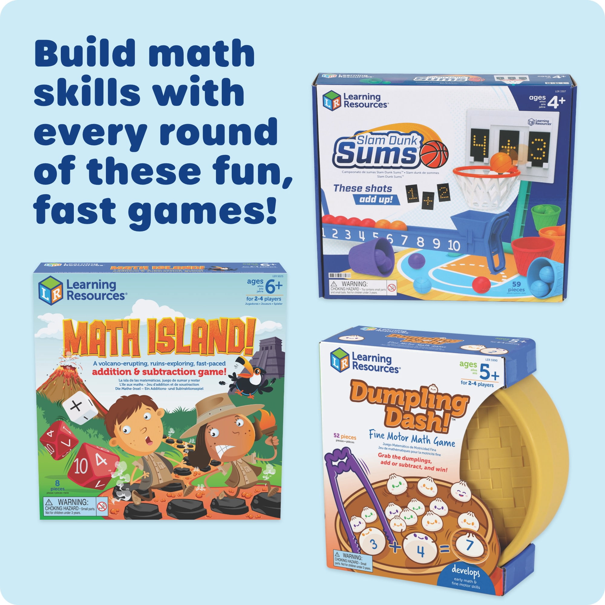 Learning Resources Slam Dunk Sums – Math Games, Classroom Board Game, Ages 4+
