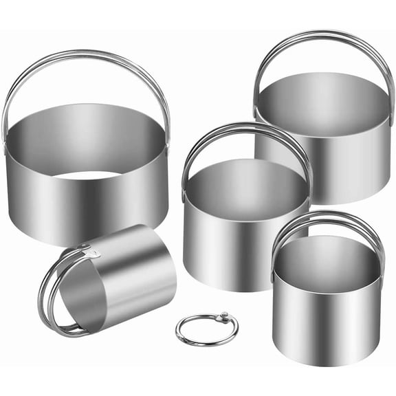 5 Pieces Circle Biscuit Cutter,Round Cutters Stainless Steel Cookie Cutter with Handle in Graduated Sizes Round Shape Molds