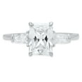 thumbnail image 3 of 1.5 ct Emerald Cut White Sapphire 3 Stone 14K White Gold Womens Engagement Ring, 3 of 5