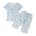 thumbnail image 4 of Gunia Womens Capri Pajama Sets Floral Print Pajama Short Sleeve Top And Cropped Pants Summer Soft Comfy Nightwear Outfit Women Pajamas Sleepwear Pjs L-2Xl, 4 of 5