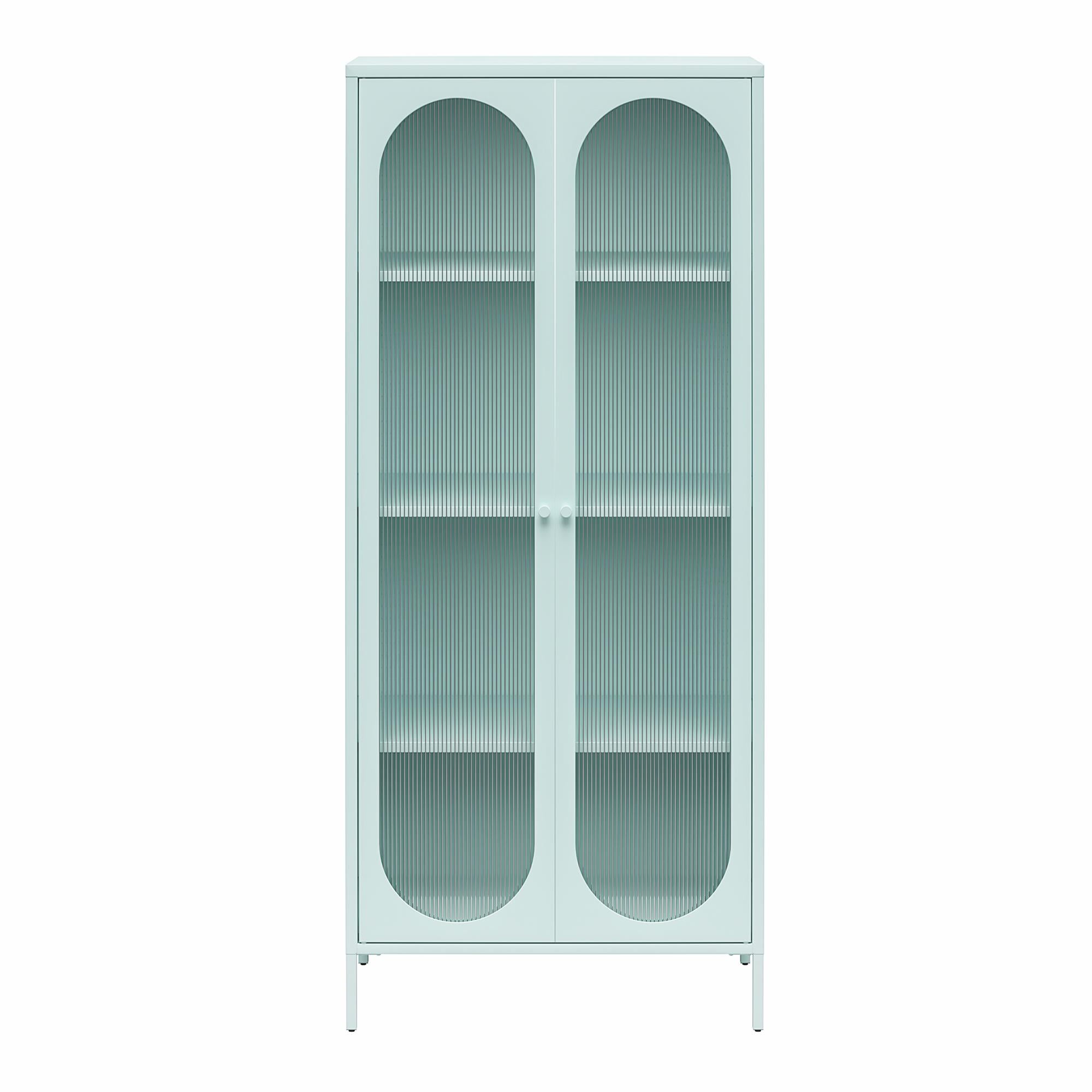Mr. Kate Luna Tall 2-Door Accent Cabinet with Fluted Glass, Sky Blue