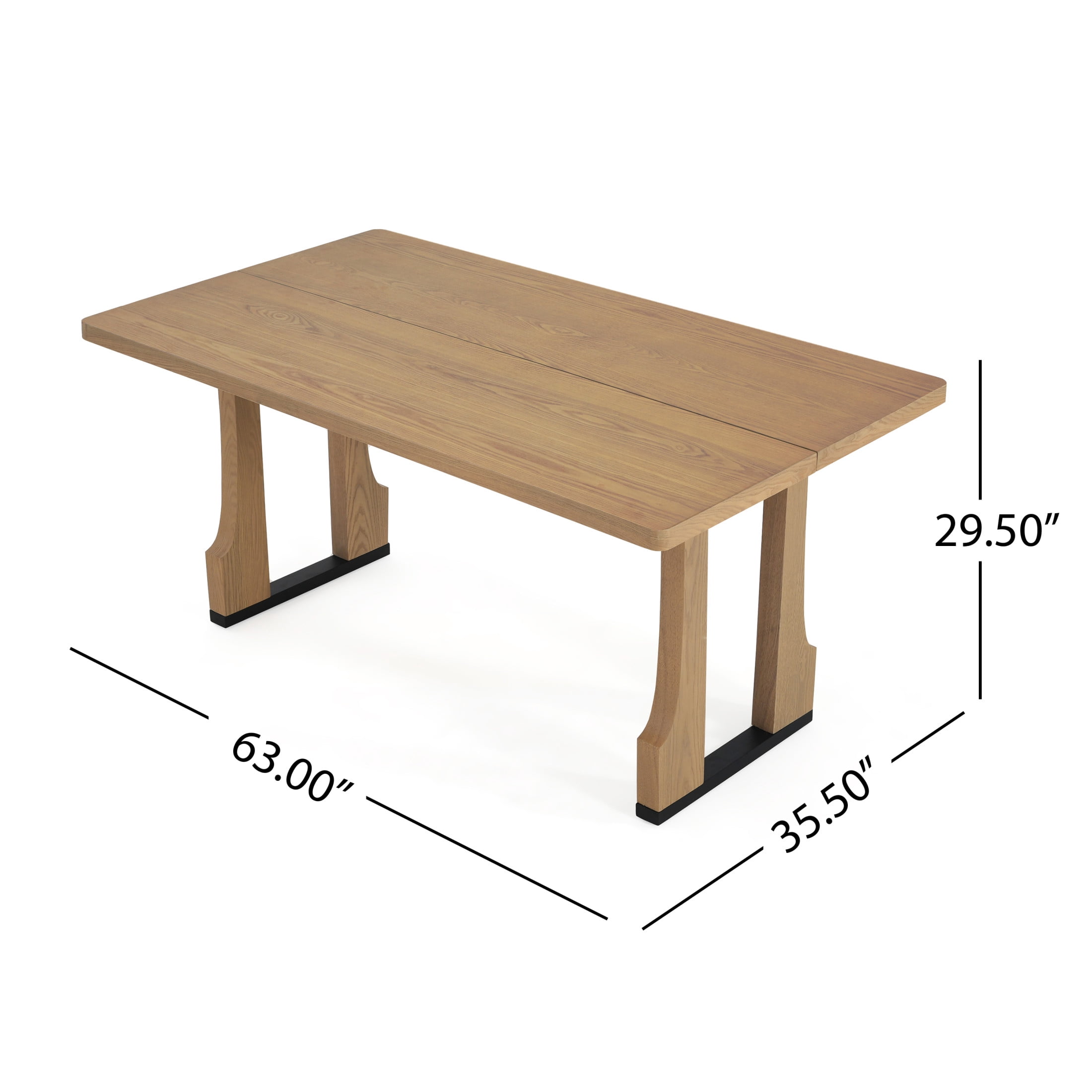 Christopher Knight Home Farmhouse 63" Rectangular Dining Table for 4–6 People, Wood Pedestal Base, Light Ash