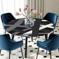 thumbnail image 5 of Elastic Fitted Round Tablecloth, Gray Black Geometric Waterproof Stretch Table Cover for 45"-54" Tables, Modern Art Abstract Grey Line Washable Outdoor Tablecloths for Patio, Picnic, Camping, 5 of 9