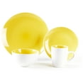Stoneware Coupe 16pc Dinnerware Set, Outside White + Inside Yellow