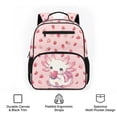 thumbnail image 6 of HUIACONG 13.5 Inch Pink Strawberry Axolotl Kids School Backpack Lightweight Water Resistant Bookbag with Adjustable Breathable Padded Straps Multi Pockets for Girls Aged 3-10 School Travel Use, 6 of 7