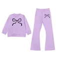 thumbnail image 2 of Girls 2 Piece Formal Outfits Peplum Vest & Elastic Waist Pleated Wide Leg Pants Elegant Kids Clothes Light Purple Size 3-4 Years, 2 of 4