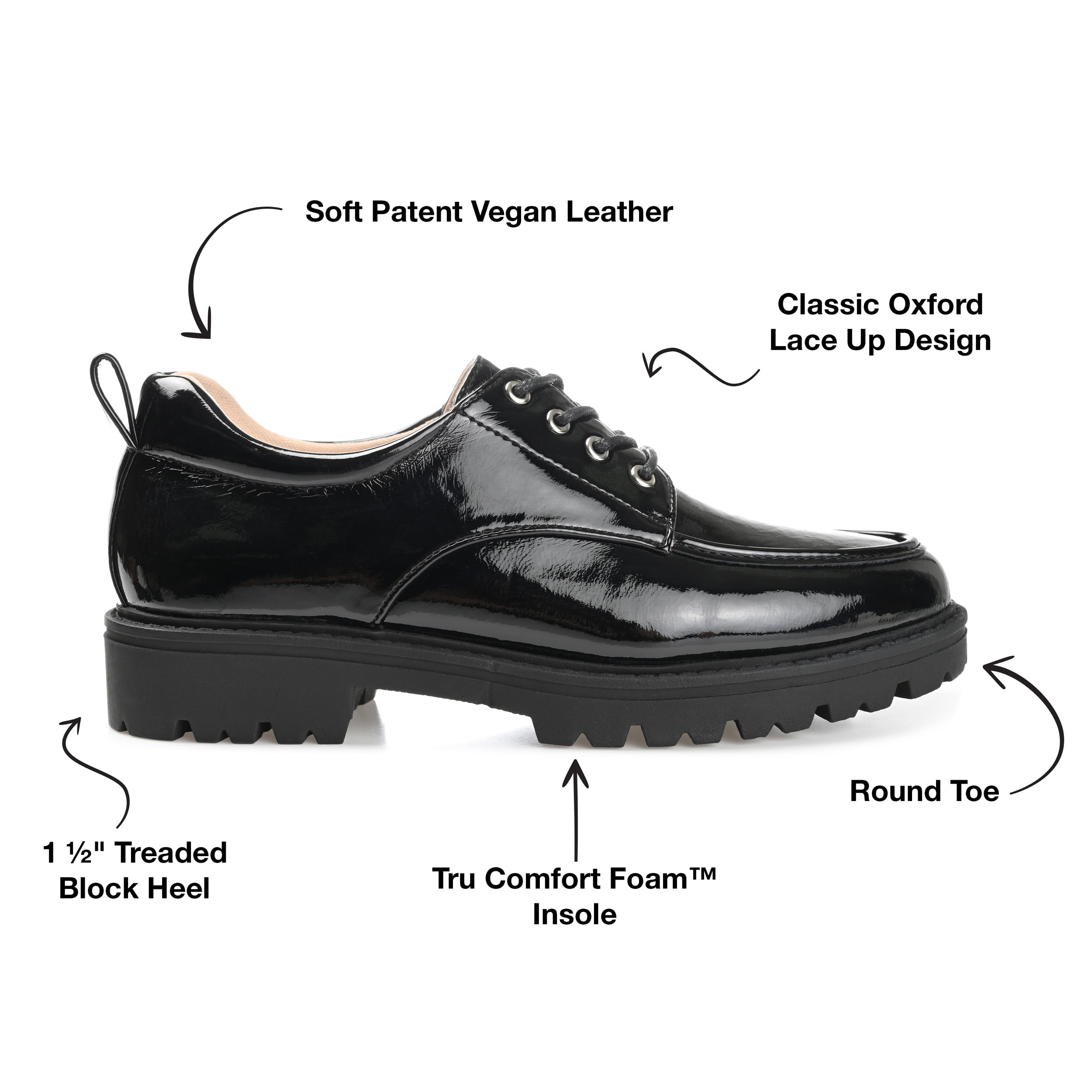 Journee Womens Zina Almond Toe Lace-up Oxford, Widths Available