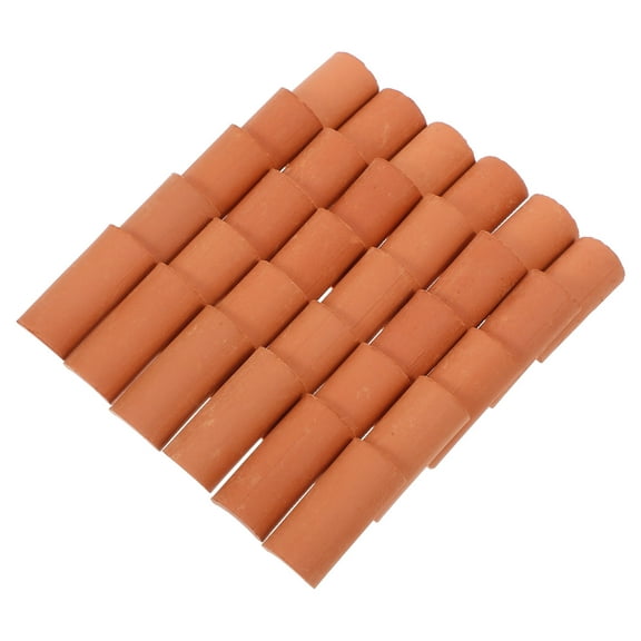 Beaupretty 30pcs Craft Tiles Pottery Clay Dark Red for Dollhouse Model Roof