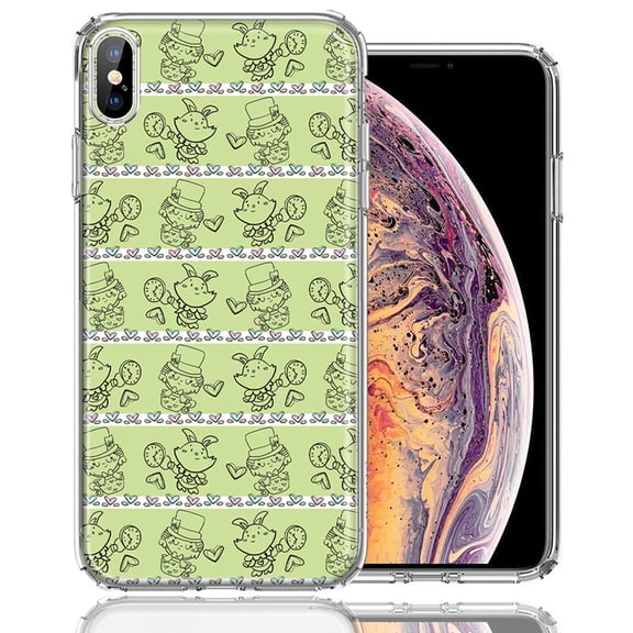 MUNDAZE For Apple iPhone XS Max Wonderland Hatter Rabbit Design Double Layer Phone Case Cover