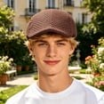 thumbnail image 5 of Men Women Summer Mesh Newsboy Cap, Hollow Breathable Ivy Flat Cap, Lightweight Sun Visor Hat for Casual Outdoor Streetwear(Coffee), 5 of 6