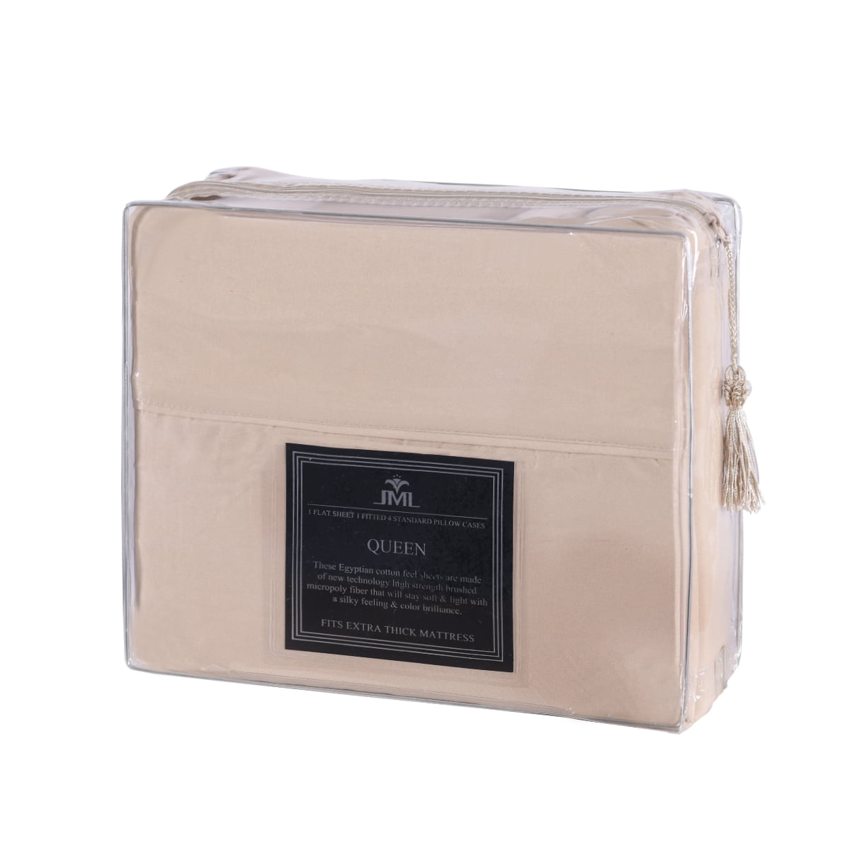 JML Bedding King Bed Sheets Set - 6 Piece Bedding - Brushed Microfiber 100% Polyester - Shrinkage and Fade Resistant - Easy Care (King, Beige)