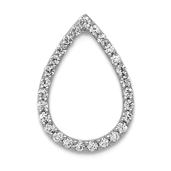 14k White Gold Diamond Teardrop Pendant Necklace 14.7x10.25mm Wide Pendant for Women - .22 dwt