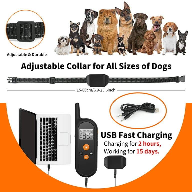 PcEoTllar Shock Collar with Remote 1000ft 4 Modes Beep Vibration Shock Dog Training Collar IPX7 Waterproof Dog Bark Collar for Training Small Medium