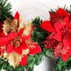 thumbnail image 3 of Matsuzay Decoración de flores artificiales de Navidad con purpurina, adorno de árbol de Navidad, decoración de fiesta, accesorios de diseño, Kits de decoración para fiestas oro rojo, 3 of 6