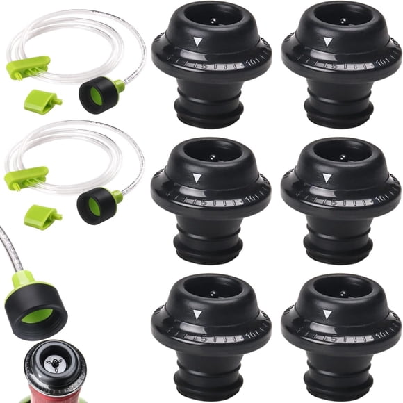 Vacuum Stoppers for foodsaver Vacuum Sealers,Vacuum sealer accessory hose for FoodSaver,accessory hose for sealing zipper bags,jar seals,vacuum sealing agents(6 Stoppers + 2 set Hose) (6)