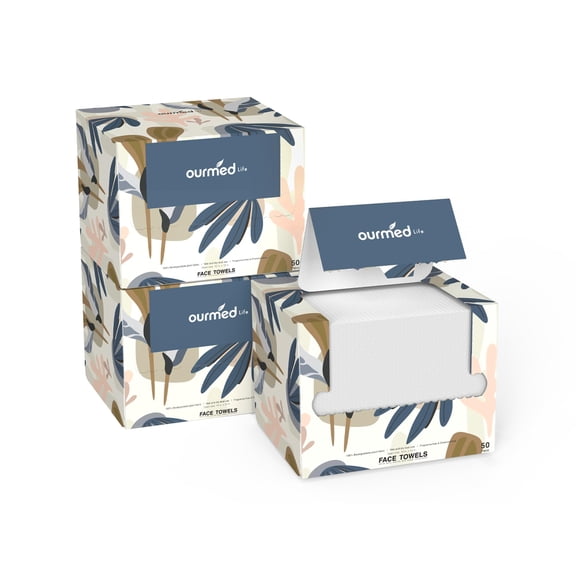 Toalla facial desechable Ourmed Life, 150 unidades, paquete de 3