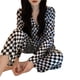 thumbnail image 1 of Conjunto de pijama de mujer de 2 piezas, ropa de dormir, ropa de estar por casa, manga larga, botones, 1 of 5