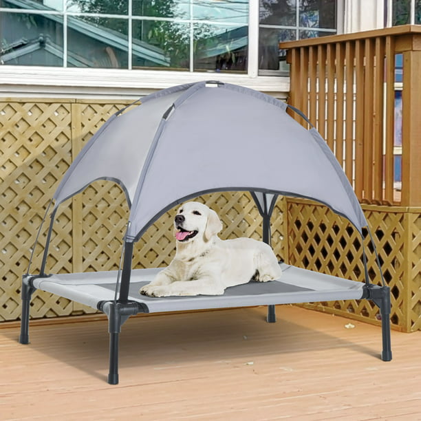 Pawhut Elevated Portable Dog Cot, Outdoor Canopy Bed For Dogs