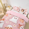 thumbnail image 3 of Homewish Kawaii Halloween Ghost Bedding,Bow Pumpkin Pattern Duvet Cover Full,Light Pink Orange,Pink Reversible,3-Piece,1 Duvet Cover and 2 Pillowcases, 3 of 6