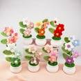 thumbnail image 5 of Knitting Crochet Puff Flowers Potted Plants, Gradient Colorful Flowers for Friends, Family and Lover, Handmade Flowers for Home Office Decoration, Car Decoration, Valentine's Gift (Pink-1), 5 of 6