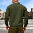 thumbnail image 4 of Men's Solid-color Casual Fleece Hoodie, Loose Stand-up Collar Semi-zipper Casual Sport Pullover Hoodie for Men,Army Green,L, 4 of 8