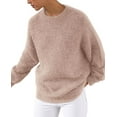 thumbnail image 5 of PRETTYGARDEN Womens Fall Long Sleeve Sweater Crew Neck Fuzzy Loose Fit Chunky Knit Pullover Sweaters Going Out Tops, 5 of 9