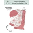 thumbnail image 3 of Honest Baby Clothing Organic Cotton Boy/Girl 2-Piece Stroller Blanket and Beanie Hat Gift Set, Pink, 3 of 7