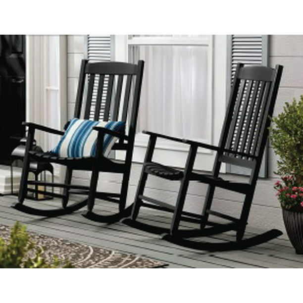 Mainstays Outdoor Wood Porch Rocking Chair, Black Color, Weather