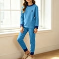 thumbnail image 4 of LEKWK Teen Boys Girls Pajamas Long Sleeve Tops and Elastic Waist Pants Kids Loungewear 2 Piece Outfits Fall Winter Comfy Casual Homewear 4-16Y, 4 of 8