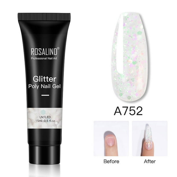 Extensor de gel para uñas ROSALIND con purpurina perlada de 15 ml