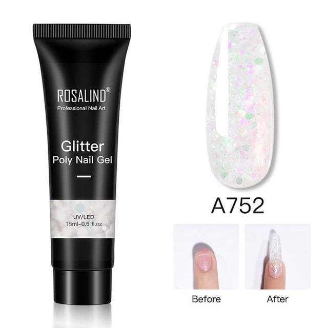 EGNMCR ROSALIND Paillettes Nacrées Rallonge 15 ml Gel pour Ongles Cristal Rallonge Fluide d'Extension