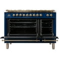 thumbnail image 3 of Ilve UPN150FDMPBL Nostalgie Series 60 Inch Dual Fuel Convection Freestanding Range, 8 Sealed Brass Burners, 5.99 cu. ft. Total Oven Capacity in Blue, Brass Trim (Natural Gas), 3 of 3