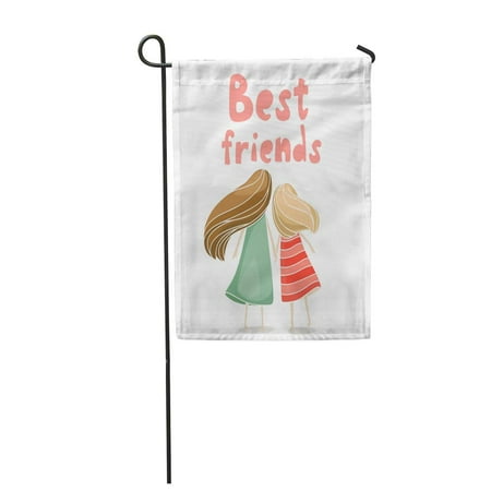 SIDONKU Two Best Friends Girls Holding Hands About Friendship White Garden Flag Decorative Flag House Banner 12x18