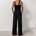 thumbnail image 6 of Wycnly Womens Jumpsuits Business Elastic Waist Wide Leg Strap Long Jumpsuits Overalls Trendy Solid Square Neck Sleeveless Maxi Summer Rompers Black m, 6 of 6