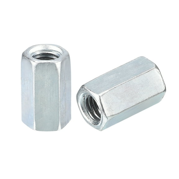 5pcs M8x12x20mm Coupling Nuts - Galvanized Carbon Steel Hex Threaded Rod Coupler for Furniture, Electronic, Industrial