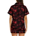 thumbnail image 4 of IYYVV Halloween Pajamas Women Devil Blood Rose Silk Satin Sleepwear Button Down Short Sleeve Silk Pajama Sets Sleepwear Lounge Sets Red 2XL, 4 of 4