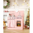 thumbnail image 2 of Arlopu Kids Pretend Play Kitchen Set, Interactive Toy with Simulated Gas Cooker, Ample Storage, Sink, Faucet, 6pcs Cookwares & Educational Clock, 2 of 7