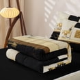 thumbnail image 5 of Castle Fairy Mid Century Gold Square Relief Zipper Twin Comforter Sets with Fitted Sheet and 2 Pillowcases,Abstract Textured Brush Splash Zipper Bedding Set,Black Cream,Reversible, 5 of 7