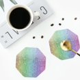 thumbnail image 4 of Honeii Beautiful Glitter print Leather Coaster Set of 4, ideal for safeguarding your furniture from drinks spills and effortless cleanup-Octagon, 4 of 6