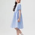 thumbnail image 4 of hengsof Cute Children's Dress with Cute Collar Short Sleeves Button Down Design Sweet Polka Dot Pattern Everyday Princess Style, 4 of 8