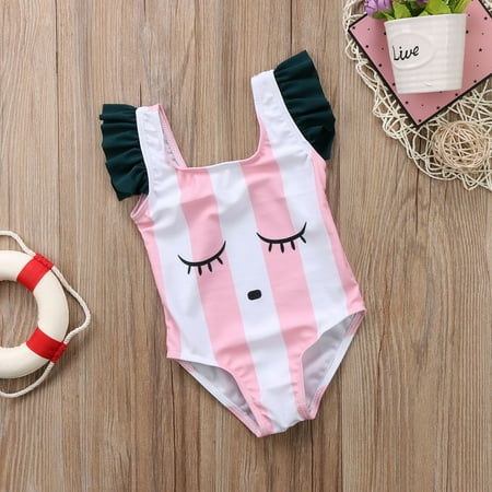 Infant Girls 2 Piece Swimsuit - Baby Girl Pineapple Print Bikini Ruffles Sleeve Swimsuits Backless Bathing Suits